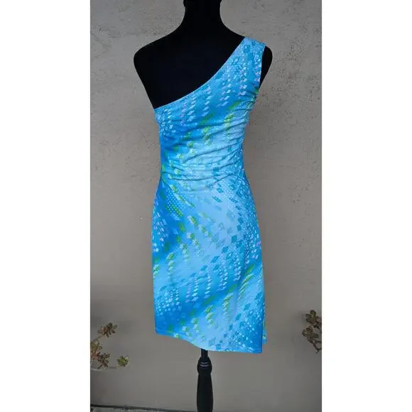 💜Asymmetrical Shiny Sequin Mermaid Dress – Iridescent Blue-Green | M - Picture 2 of 7